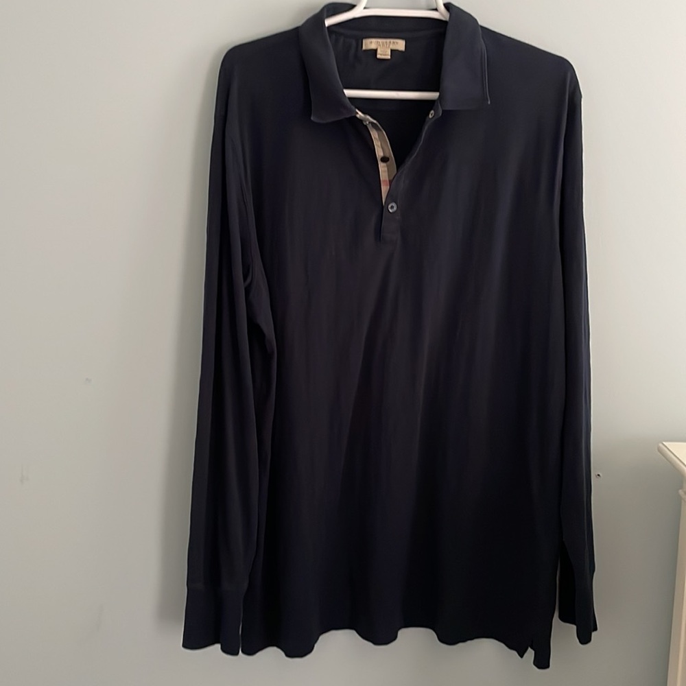 Mens Burberry navy  long sleeve polo XXL